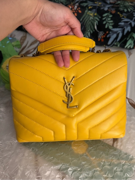Saint Laurent Handbags - Saint Laurent Yellow Quilted Leather Satchel with YSL Logo